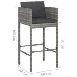 Tabourets De Bar 2 Pcs Avec Coussins Gris Résine Tressée -Pino Soldes Boutique tabourets de bar 2 pcs avec coussins gris resine tressee 3666722244886 1099860