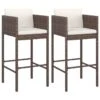 Tabourets De Bar 2 Pcs Avec Coussins Marron Résine Tressée -Pino Soldes Boutique tabourets de bar 2 pcs avec coussins marron resine tressee 3666722244909 1099841