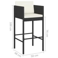 Tabourets De Bar 2 Pcs Avec Coussins Noir Résine Tressée -Pino Soldes Boutique tabourets de bar 2 pcs avec coussins noir resine tressee 3666722244893 1099853