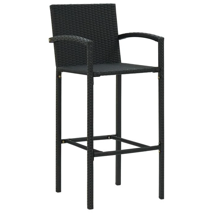 Tabourets De Bar 2 Pcs Noir Résine Tressée 4 Tabourets De Bar 2 Pcs Noir Résine Tressée – Image 2