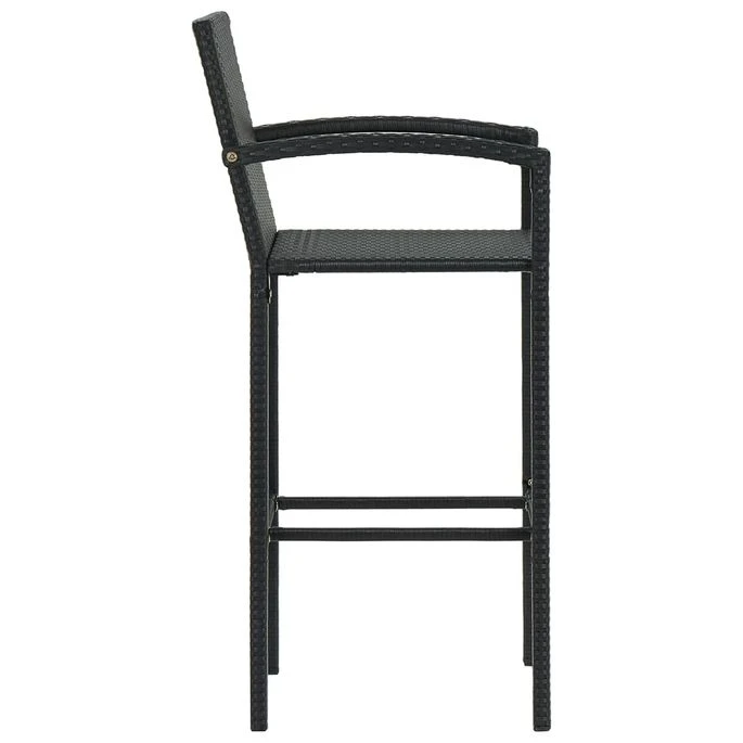 Tabourets De Bar 2 Pcs Noir Résine Tressée 6 Tabourets De Bar 2 Pcs Noir Résine Tressée – Image 4