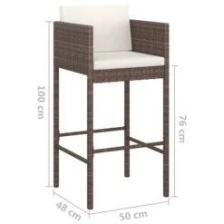 Tabourets De Bar 4 Pcs Avec Coussins Marron Résine Tressée -Pino Soldes Boutique tabourets de bar 4 pcs avec coussins marron resine tressee 3666722243124 1102846