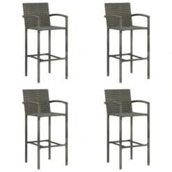 Tabourets De Bar 4 Pcs Gris Résine Tressée