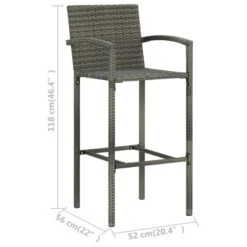 Tabourets De Bar 4 Pcs Gris Résine Tressée -Pino Soldes Boutique tabourets de bar 4 pcs gris resine tressee 3666722354783 943945