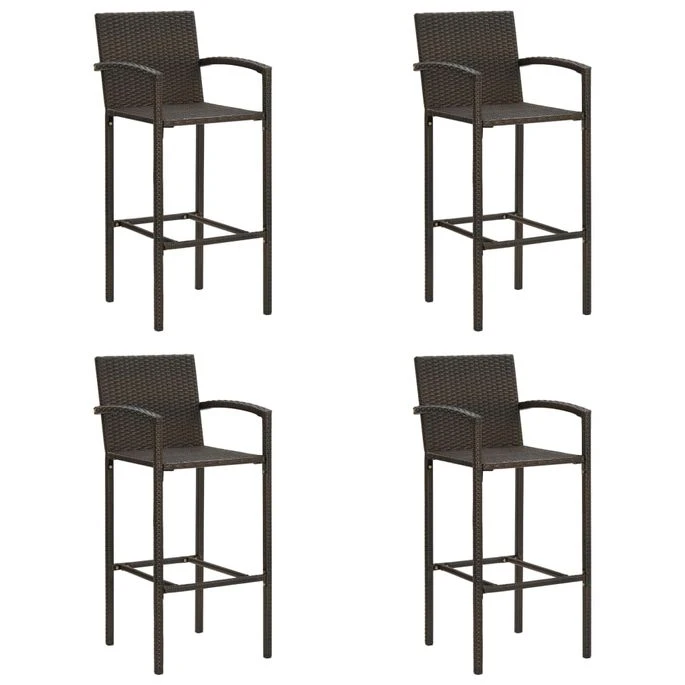 Tabourets De Bar 4 Pcs Marron Résine Tressée 3 Tabourets De Bar 4 Pcs Marron Résine Tressée