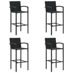 Tabourets De Bar 4 Pcs Noir Résine Tressée