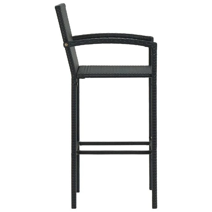 Tabourets De Bar 4 Pcs Noir Résine Tressée 6 Tabourets De Bar 4 Pcs Noir Résine Tressée – Image 4