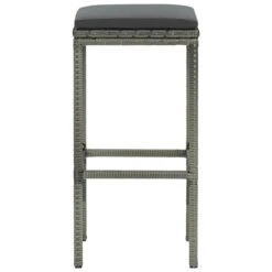 Tabourets De Bar Avec Coussins 3 Pcs Gris Résine Tressée -Pino Soldes Boutique tabourets de bar avec coussins 3 pcs gris resine tressee 3666722354899 943853