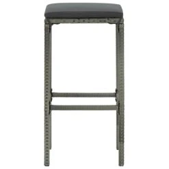 Tabourets De Bar Avec Coussins 3 Pcs Gris Résine Tressée -Pino Soldes Boutique tabourets de bar avec coussins 3 pcs gris resine tressee 3666722354899 943854