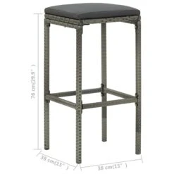 Tabourets De Bar Avec Coussins 3 Pcs Gris Résine Tressée -Pino Soldes Boutique tabourets de bar avec coussins 3 pcs gris resine tressee 3666722354899 943857