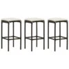 Tabourets De Bar Avec Coussins 3 Pcs Marron Résine Tressée
