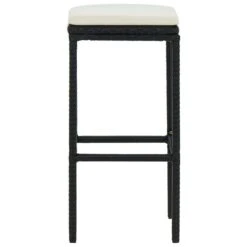 Tabourets De Bar Avec Coussins 4 Pcs Noir Résine Tressée -Pino Soldes Boutique tabourets de bar avec coussins 4 pcs noir resine tressee 3666722354875 943869