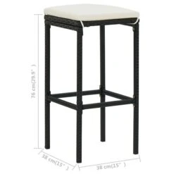 Tabourets De Bar Avec Coussins 4 Pcs Noir Résine Tressée -Pino Soldes Boutique tabourets de bar avec coussins 4 pcs noir resine tressee 3666722354875 943873