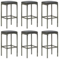 Tabourets De Bar Avec Coussins 6 Pcs Gris Résine Tressée
