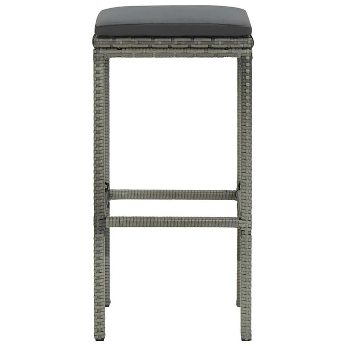 Tabourets De Bar Avec Coussins 6 Pcs Gris Résine Tressée 6 Tabourets De Bar Avec Coussins 6 Pcs Gris Résine Tressée – Image 4