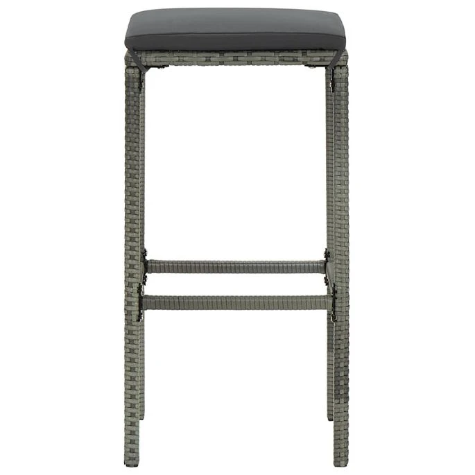 Tabourets De Bar Avec Coussins 6 Pcs Gris Résine Tressée 7 Tabourets De Bar Avec Coussins 6 Pcs Gris Résine Tressée – Image 5