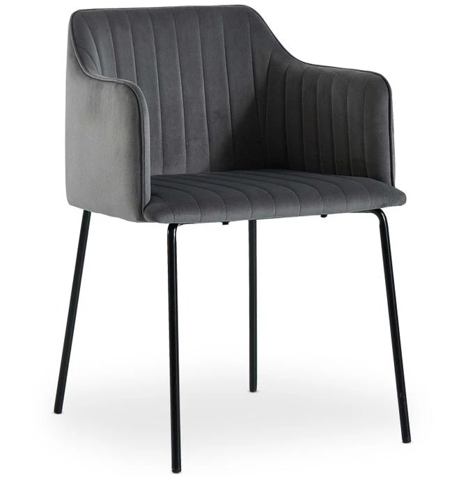 Devant 19 Devant -Pino Soldes Boutique chaise avec accoudoirs velours gris et pieds metal noir uda lot de 2 3327480064764 1136932