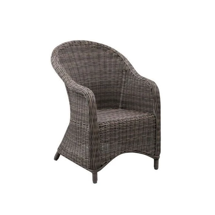 Devant 54 Devant -Pino Soldes Boutique fauteuil de jardin en acier et resine tressee assise avec coussin 71 x 60 x h 88 cm couleur rotin et coussins ecru 3612408314428 728774